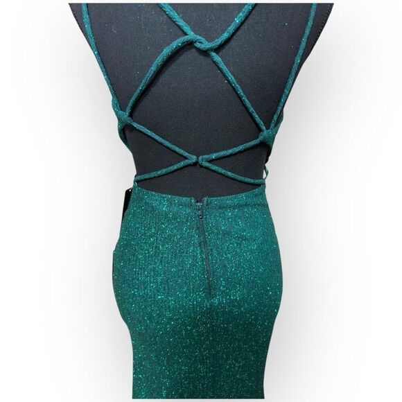 NWT City Triangles Womens Glitter Jersey Knit Gown Green Size 3 - Picture 10 of 16